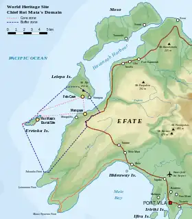 Carte d’Éfaté. Eretoka est l'île le plus à l'ouest.