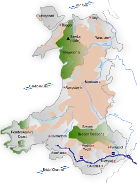 carte : Géographie du pays de Galles