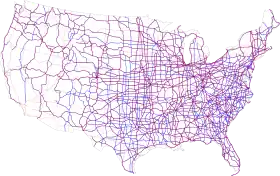 Carte du réseau routier actuel des États-Unis