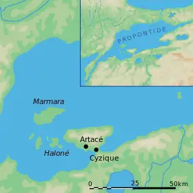Carte de localisation de l'île de Marmara.