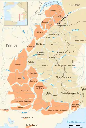 Carte des Préalpes françaises.