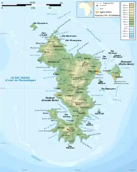 Carte de Mayotte avec ses différentes îles.