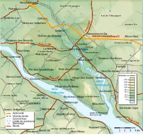 Carte topographique de Memramcook avec les Grandes Buttes (à la confluence).