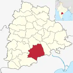 Localisation de District de Nalgondaనల్గొండ జిల్లా