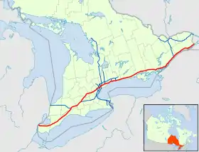 Carte de l'autoroute ontarienne 401.