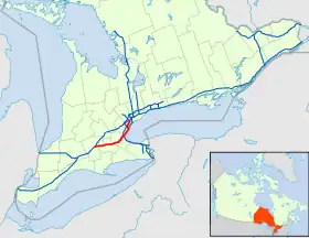 Carte de l'autoroute 403.