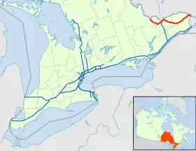 Carte l'autoroute ontarienne 417.