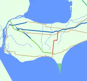 La route 77 est située dans l'extrême sud de la province.