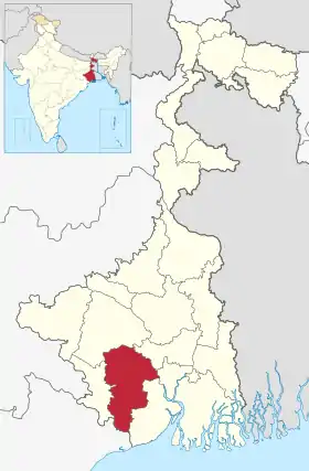 Localisation de District de Paschim Medinipur পশ্চিম মেদিনীপুর জেলা
