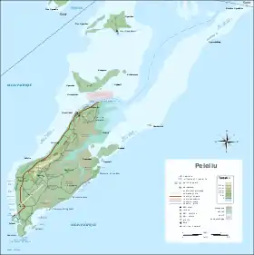 Carte de l'île de Peleliu, au sud.