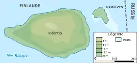 Carte de Rääntiö et de l'île de Kuulisuoto.