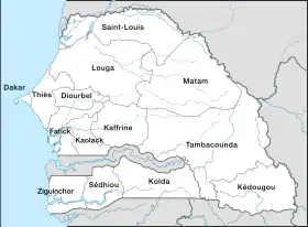 Localisation de Régions du Sénégal