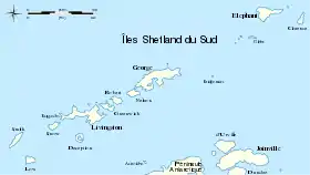 Carte des îles Shetland du Sud.