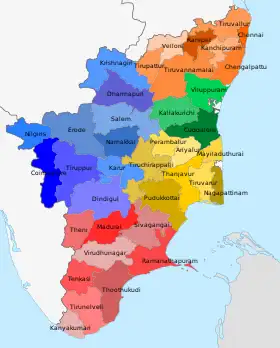 Liste des districts du Tamil Nadu