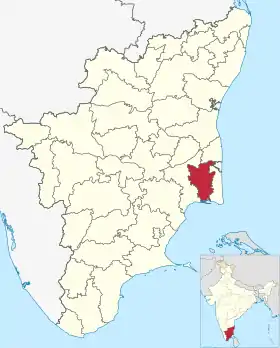 Localisation de District de Tiruvarur