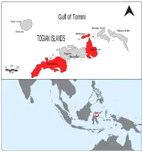 Carte des îles Togian.