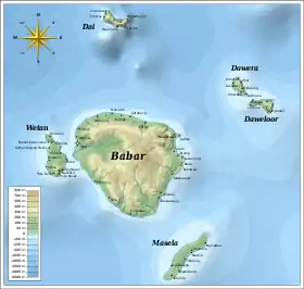 Les îles Babar : Masela est en bas à droite