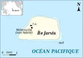 Carte topographique de l'Île Jarvis.