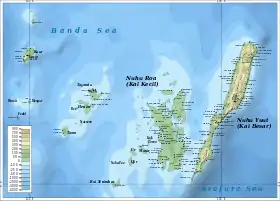 Carte des îles Kei.