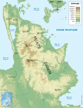 Carte topographique des monts Diuata.