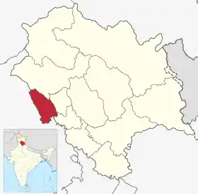 Localisation de District d'Unaउना जिला