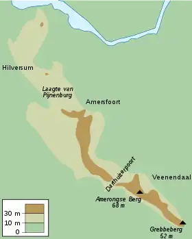 Carte des collines d'Utrecht.