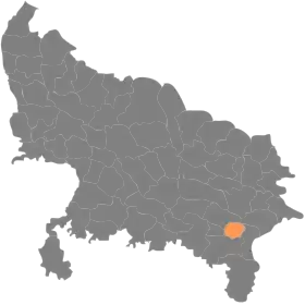 Localisation de District de Varanasiवाराणसी ज़िला