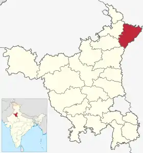Localisation de District de Yamuna Nagar यमुनानगर जिला
