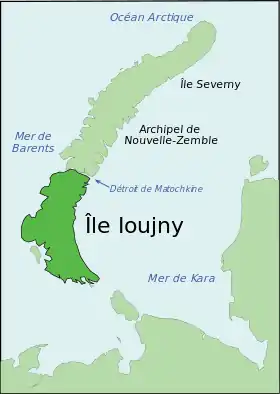 Carte de l'île Ioujny.