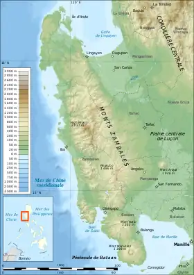 Carte des monts Zambales.