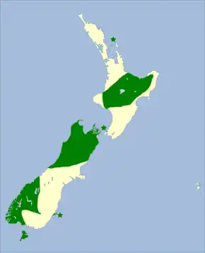 Description de l'image Petroica australis distribution.svg.