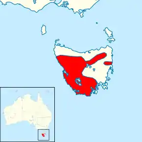 Description de l'image Telopea truncata distribution map.svg.