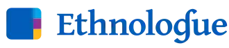 Logo d'Ethnologue, Languages of the World où le G d'Ethnologue est remplacé par un ɠ, symbole phonétique constitué d'un g minuscule avec une hampe courbée vers la droite au dessus.