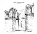 Merlons et portière, illustrés par l'architecte Carlo Nigra (1856-1942).