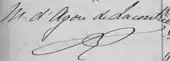 Signature de Marie d'Agon de la Contrie