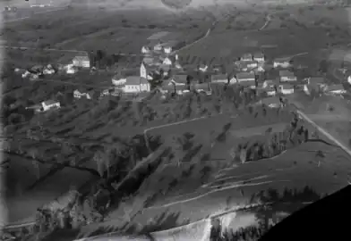 Photo aérienne prise à 300 m par Walter Mittelholzer (1923).