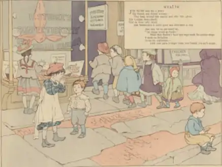 "Richesse" de Children of Our Town, 1902, écrit par Carolyn Wells et illustré par Ethel Mars et Maud Hunt Squire.