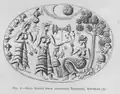 Déesses et cueilleuses, sceau de Mycènes, civilisation mycénienne (-1650 à -1100, Grèce).