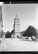 Ancienne collégiale de Saint-Imier, Suisse. Par Eugène Cattin, entre 1892 et 1913. Archives cantonales jurassiennes.