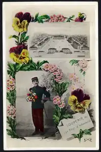 Souvenir du 14e régiment d'infanterie, carte postale des années 1910, archives municipales de Toulouse.