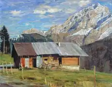 Sur la route du col de la Croix, peinture de Hubertine Heijermans (1995).