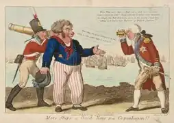 Caricature de George III regardant le bombardement.