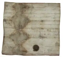 Diplôme de Charles de Provence qui confirme les privilèges de l'abbaye de l'Île Barbe, le plus ancien document du fonds.