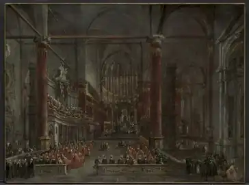 La Cérémonie pontificaledans SS Giovanni e Paolo, vers 1783par Francesco GuardiCleveland Museum of Art