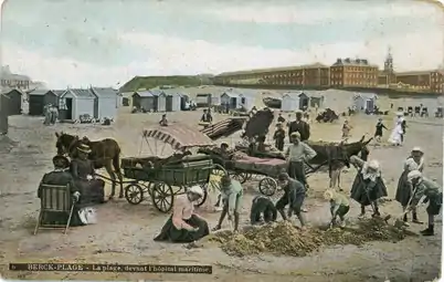 La plage de Berck en 1908.