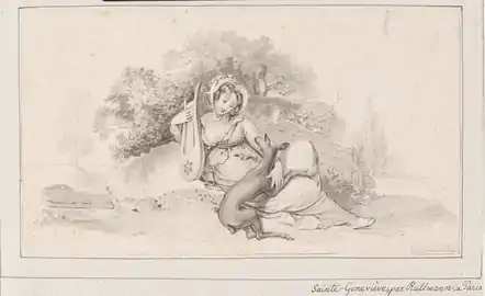 Sainte-Geneviève. Témoignage de l’activité de Rullmann à Paris, curieuse image de la patronne de Paris en déshabillé nonchalant.