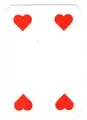Quatre de cœur, jeu hongrois. La valeur de la carte n'est pas indiquée en chiffre dans les coins.