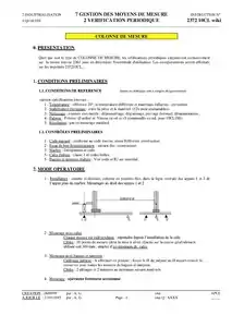 Instructions pour vérification d'une colonne de mesure.