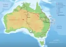 Carte des destinations de la compagnie australienne Greyhound Australia