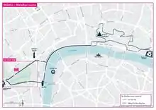 Plan de Londres avec le parcours du marathon
